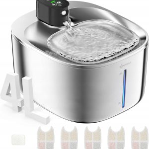 Fontanna dla Kota Psa APETDOLA Ze Stali Nierdzewnej Bezprzewodowa 4000 ml
