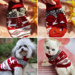 Sweter dla Psa,kota Świąteczny Czerwony xs